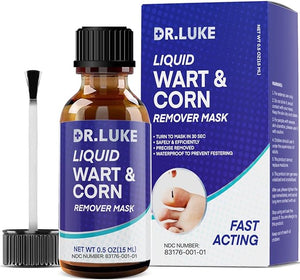 Dr. Luke Liquid Wart & Corn Gel Maximum Strength Exclusive Formula Common and Flat Wart Liquid, Fast-Acting Corn Removal Mask for Plantar