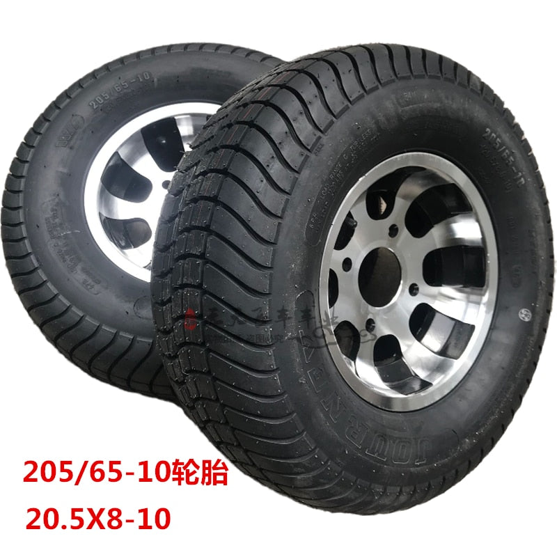 2-Pk Trailer Tire Rim 20.5 8 10 205/65-10 20.5X8.0-10 10 5 Lug E White Wheel (1 pcs)